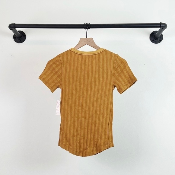 NWT Free People Escape Ribbed Tee in Tamarind Combo Gold - Picture 6 of 7